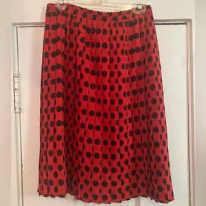 Red Polka Dot Pleated Midi Skirt